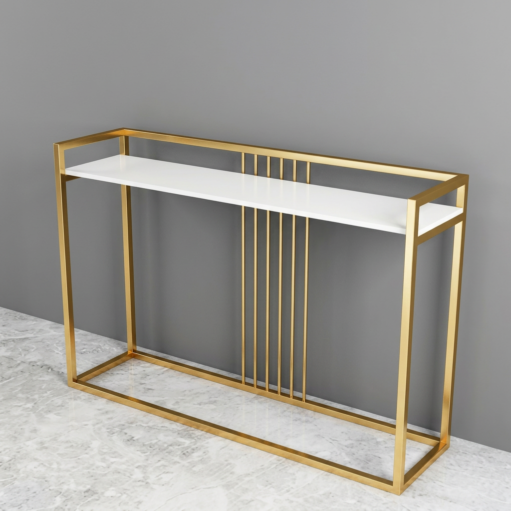 Modern Narrow Console Table Rectangle Gold Finish (WS0145) - Image 4