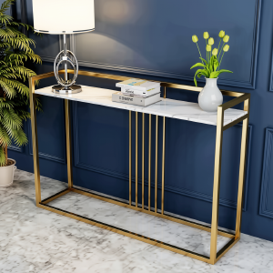 Modern Narrow Console Table Rectangle Gold Finish (WS0145)