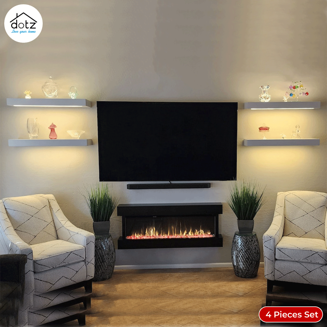 Natural Floating Shelf with LED Lights, Wood Shelf (WS0162). - Image 2