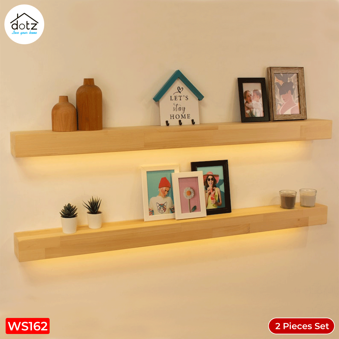 Natural Floating Shelf with LED Lights, Wood Shelf (WS0162). - Image 4