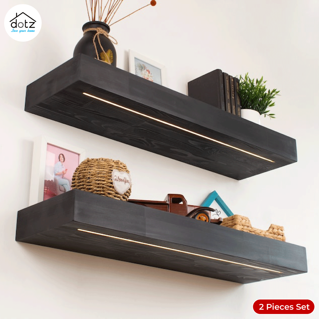 Natural Floating Shelf with LED Lights, Wood Shelf (WS0162). - Image 5