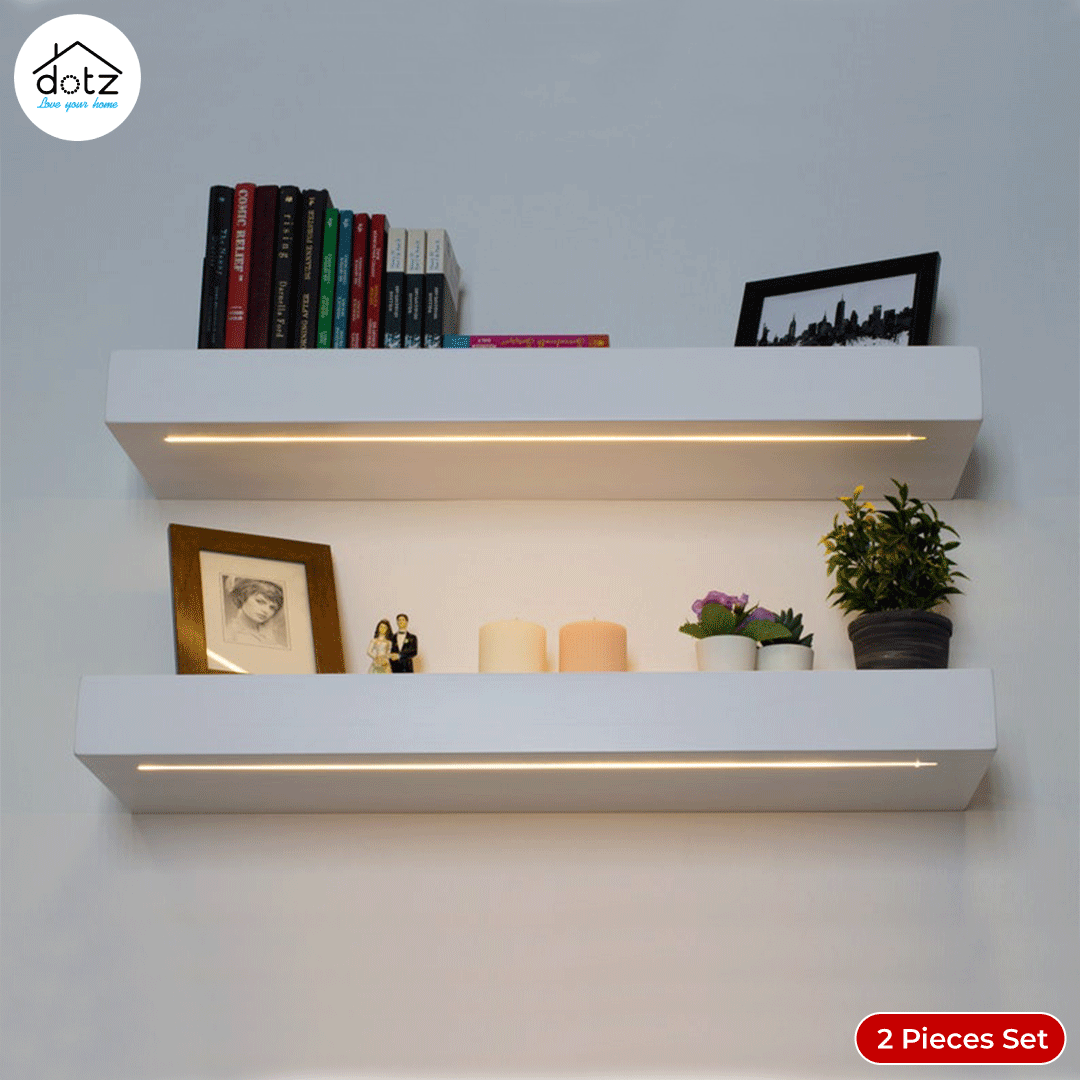 Natural Floating Shelf with LED Lights, Wood Shelf (WS0162). - Image 3