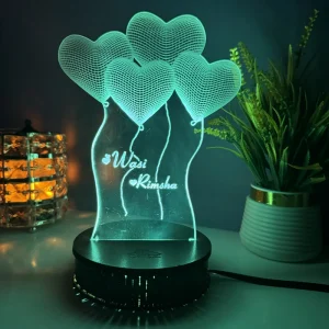Personalized Heart Shaped 3D Illusion Lamp IL0146)