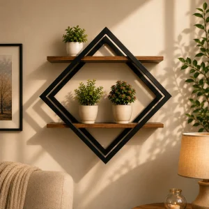 Diamond Wall Shelf 2 Tier – Metal (WS0114)
