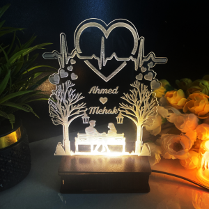 Customized Girl and Boy on Bench Lamp (IL0161)