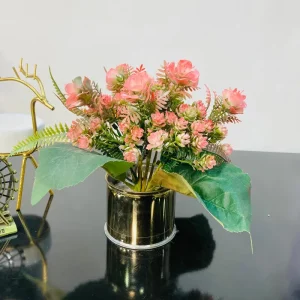 Gulab Flowers with Metal Pot