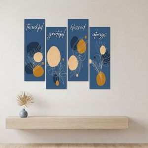 4 PCS Blue Colored Inspirational Art