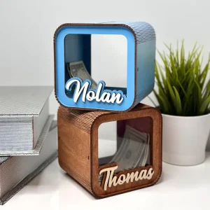 Personalized Wooden Kid Piggy Bank