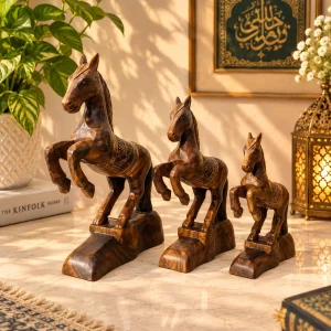 Solid Wood Horse Set