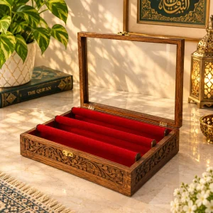 Wooden Bangles Stand with Glass Lid