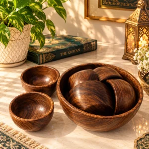 Wooden Bowl Set with Spoons
