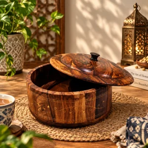 Hand Made Wooden HotPot with Brass Work