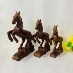 Solid Wood Horse Set