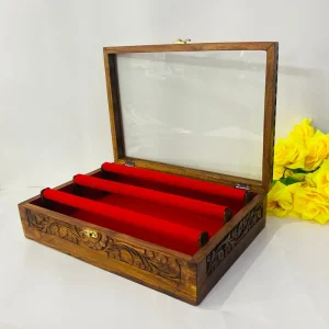 Wooden Bangles Stand with Glass Lid