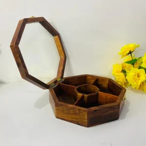 Wooden Spice Box Round