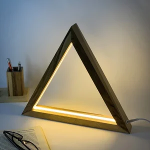 Wooden Triangle Led Table Lamp
