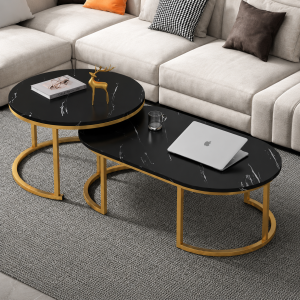 2Pcs Round Oval Modern Coffee Tables