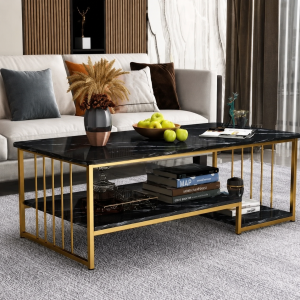 2 Layer Modern Gold Frame Coffee Table