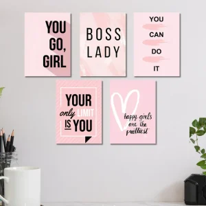 5 Pcs YOU GO GIRL Wall art
