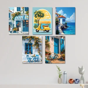 5 PCS  italian vintage wall art