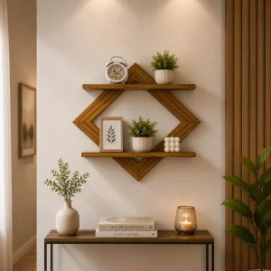 Diamond Shape Wooden Shelf