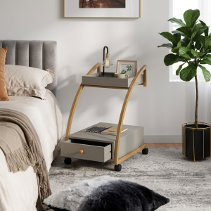 Costway Rolling End Table with Storage Drawer Tray