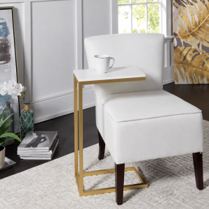 C Shaped Side Table with Metal Frame