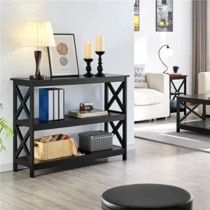 3 Tier X-Design Console Table with Storage Shelves