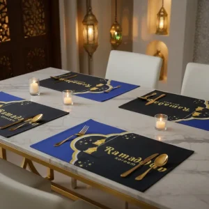 Ramadan Kareem Blue Black Table Mat