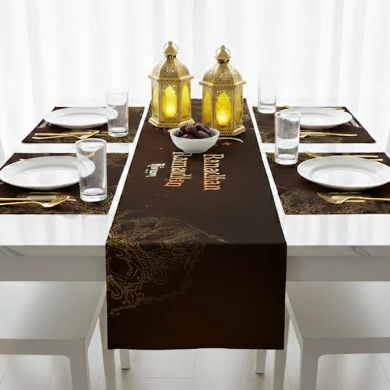 Brown Golden Ramadan kareem Table Runner