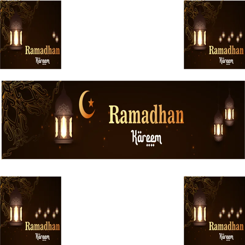 Brown Golden Ramadan kareem Table Runner - Image 3