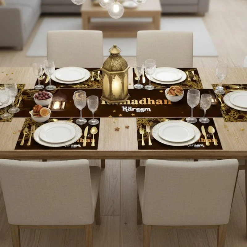 Brown Golden Ramadan kareem Table Runner - Image 2