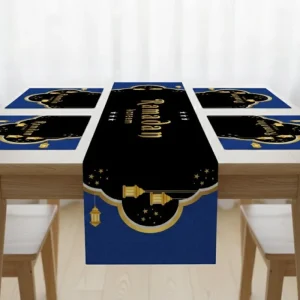 Ramadan Kareem Blue Black Table Runner