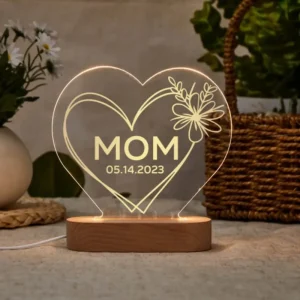 Heart Shaped Customized MOM Lamp