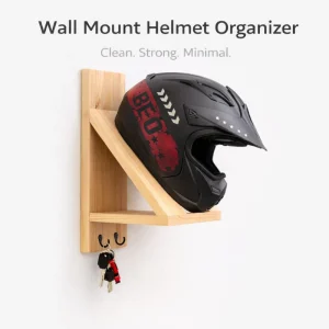 Wall Mount Helmet Organizer With Key Hooks