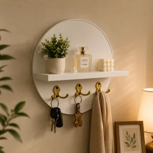 Round Multipurpose Floating Shelf with Key Hanger (WS0173)