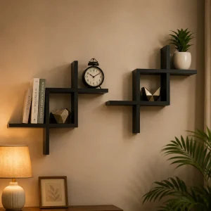 Set Of 2 Criss Cross Wall Shelf (WS0106)