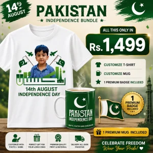 1 Customize Independence T shirt with free Mug & badge